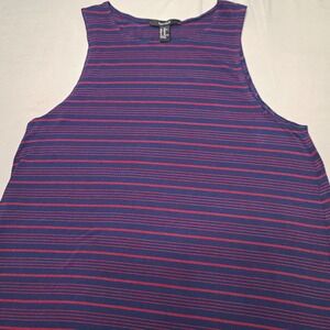 Forever 21 Tank Top‎ Womens XS Navy Blue Red Striped Swing High Neck Sleeveless